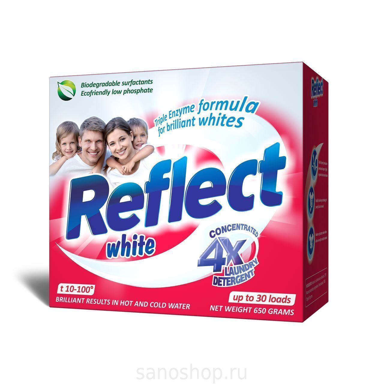 Концентрированный стиральный порошок для белого белья Reflect White, 650 г